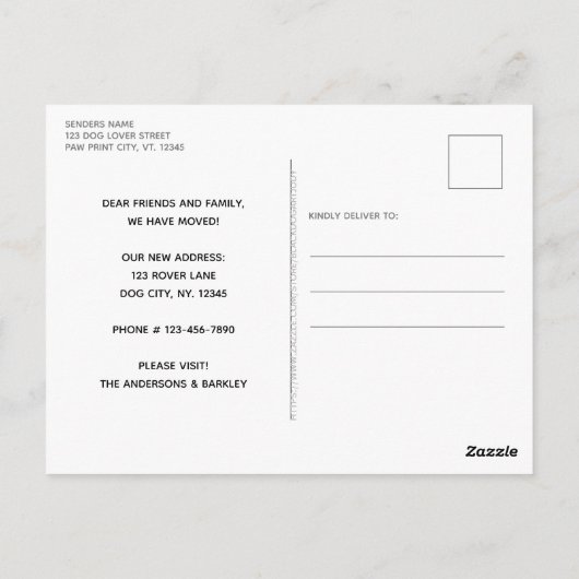 家は犬がペット移動する引っ越しましたである ポストカード (裏面)