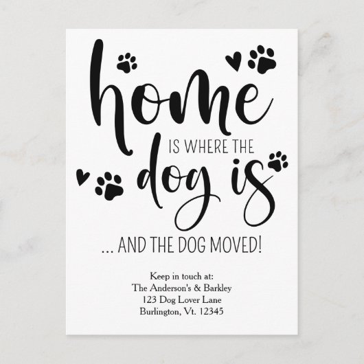 家は犬が動いているパーソナライズされた場所 案内ポストカード (正面)