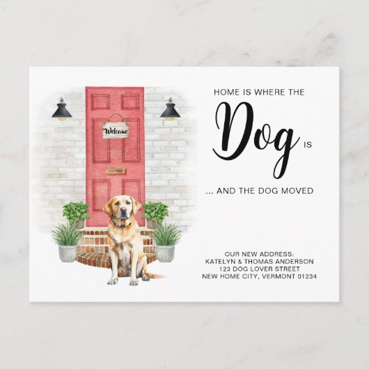 家は犬が移動している引っ越しましたの場所 案内ポストカード (正面)