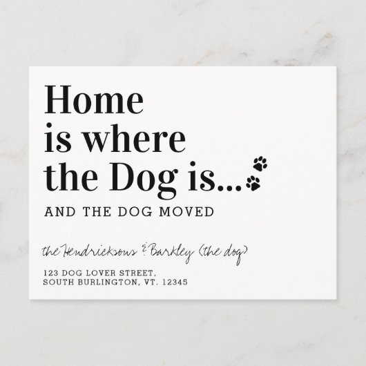 家は犬が移動している引っ越しましたの場所 案内ポストカード (正面)