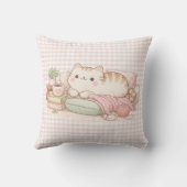 家は猫がいるところ 可愛い子猫 ピンクのチェック クッション (裏面)