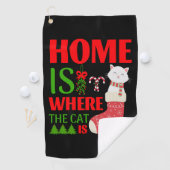 家は猫がクリスマスの場所 ゴルフタオル (インサイチュ)