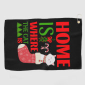 家は猫がクリスマスの場所 ゴルフタオル (横)