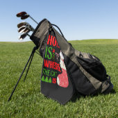 家は猫がクリスマスの場所 ゴルフタオル (グリーン)