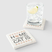 家は猫がバラ金箔のポープリント ストーンコースター (横)