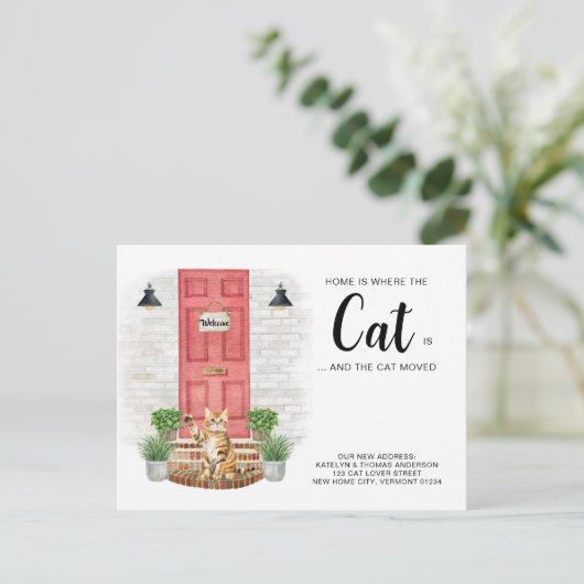 家は猫が動く引っ越しました 案内ポストカード (スタンド正面)