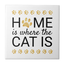 家は猫が金箔のポープリント タイル