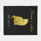 家は猫のいる所 フリースブランケット (正面(横))