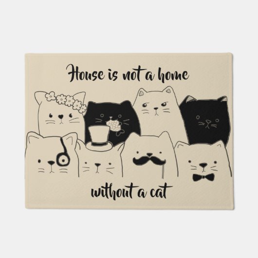 家は猫の//猫の落書きなしでは家ではないです ドアマット (正面)