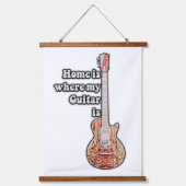 家は私のギターがある。ヴィンテージブラウン 吊り下げ型タペストリー (正面)