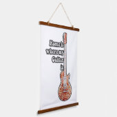 家は私のギターがある。ヴィンテージブラウン 吊り下げ型タペストリー (傾斜あり)