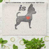 家は私のチワワがWoodblockの印刷であるところです キッチンタオル (折り畳み)