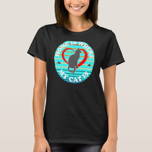 家は私のハートが私の猫を愛する Tシャツ (正面)