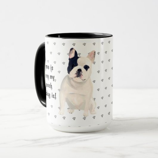 家は私のブルドッグフランスのが犬のママパパ マグカップ (正面左)