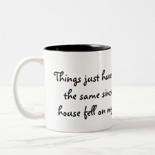 家は私の姉妹のマグで落ちました ツートーンマグカップ (左)