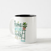 家は私の植物がある場所パーソナライズされた ツートーンマグカップ (正面左)