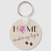 家は私の犬が可愛い引用文シンプルベージュ キーホルダー (正面)