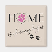 家は私の犬が可愛い引用文シンプルベージュ マグネット (正面)