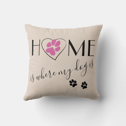 家は私の犬が引用文かわいいベージュエレガントだ クッション (裏面)