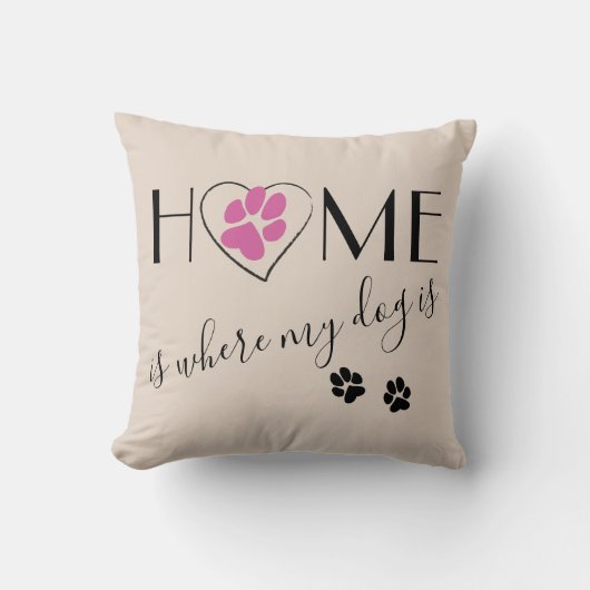家は私の犬が引用文かわいいベージュエレガントだ クッション (正面)