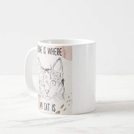 家は私の猫がいる所、家は猫がいる所 コーヒーマグカップ (正面左)