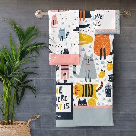 家は私の猫がネームバスルームモノグラムのである場所 バスタオルセット