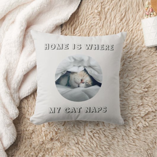 家は私の猫の昼寝カスタム写真 クッション (ブランケット)