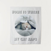 家は私の猫の昼寝カスタム写真 タペストリー (正面)