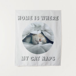 家は私の猫の昼寝カスタム写真 タペストリー