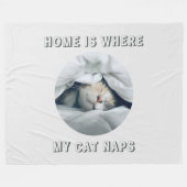 家は私の猫の昼寝カスタム写真 フリースブランケット (正面(横))