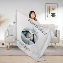 家は私の猫の昼寝カスタム写真 フリースブランケット