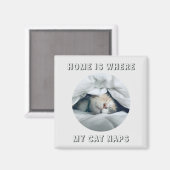 家は私の猫の昼寝カスタム写真 マグネット (正面/裏面)