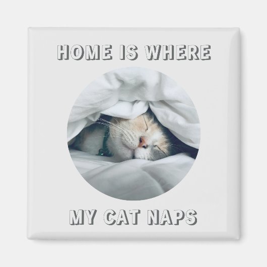 家は私の猫の昼寝カスタム写真 マグネット (正面)