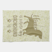 家は- Doxie Teckelの恋人私のダックスフントがあるところです キッチンタオル (横)