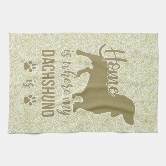 家は- Doxie Teckelの恋人私のダックスフントがあるところです キッチンタオル (横)