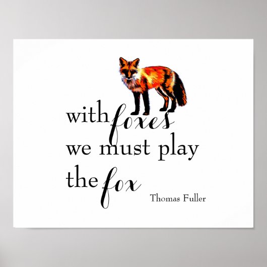家やオフィスの引用文用ポスター付きキツネ ポスター (正面)