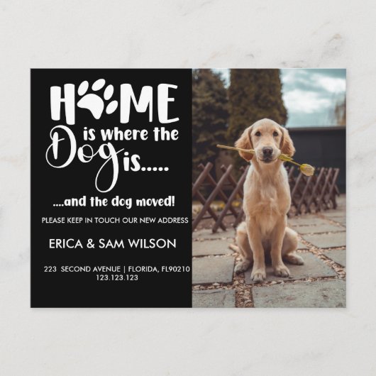 家を引っ越した住所の変更は犬 案内ポストカード (正面)