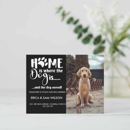 家を引っ越した住所の変更は犬 案内ポストカード (スタンド正面)