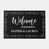 家エレガントに迎える |黒 ドアマット (正面)