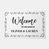 家エレガントカスタムへようこそ |白 ドアマット (正面)