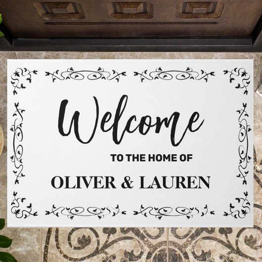 家エレガントカスタムへようこそ |白 ドアマット