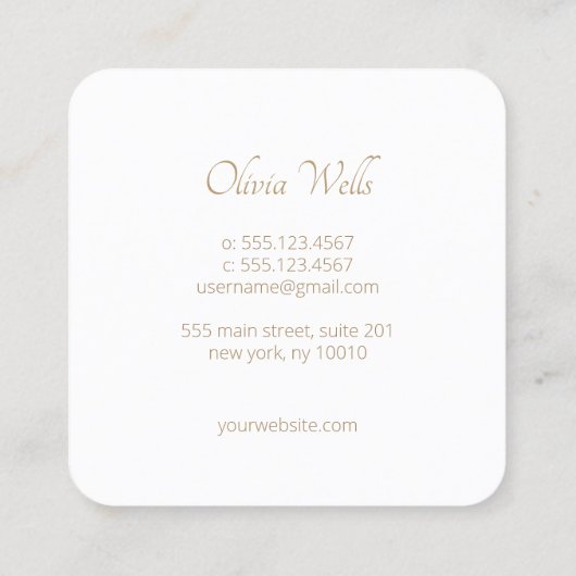 家オーガニックの清掃 – Boho Moon and Hands スクエア名刺 (裏面)