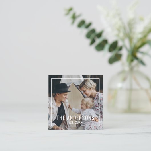 家カスタム名と定年写真 スクエア名刺 (スタンド正面)