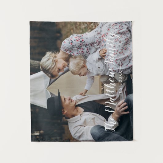 家カスタム名と定年写真 タペストリー (正面)