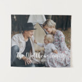 家カスタム名と定年写真 タペストリー (正面(横))