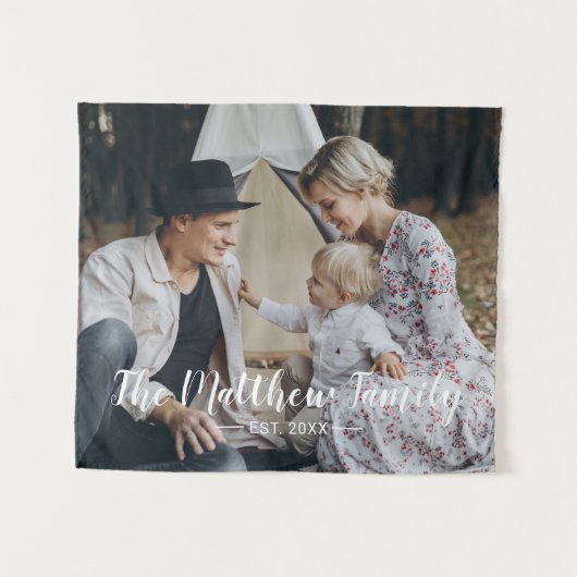 家カスタム名と定年写真 タペストリー (正面(横))