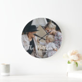 家カスタム名と定年写真 ラージ壁時計 (ホーム)