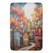 家カラフルと秋の木 バスマット (正面縦)