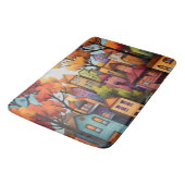 家カラフルと秋の木 バスマット (アングル)