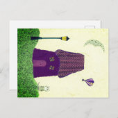 家カラフル付はがき、熱気球、猫 ポストカード (正面/裏面)